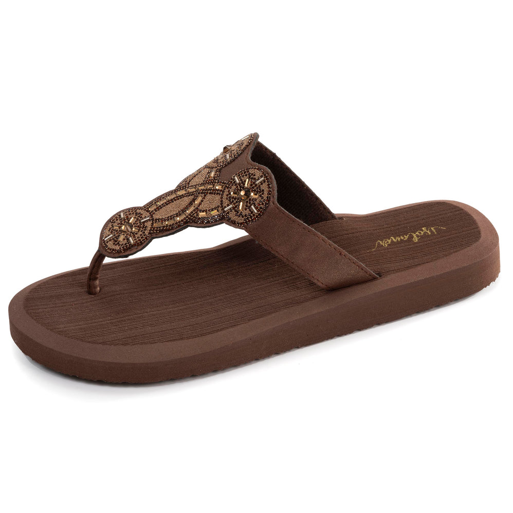Tongs Femme YOGA sophistiquée Marron - Isotoner