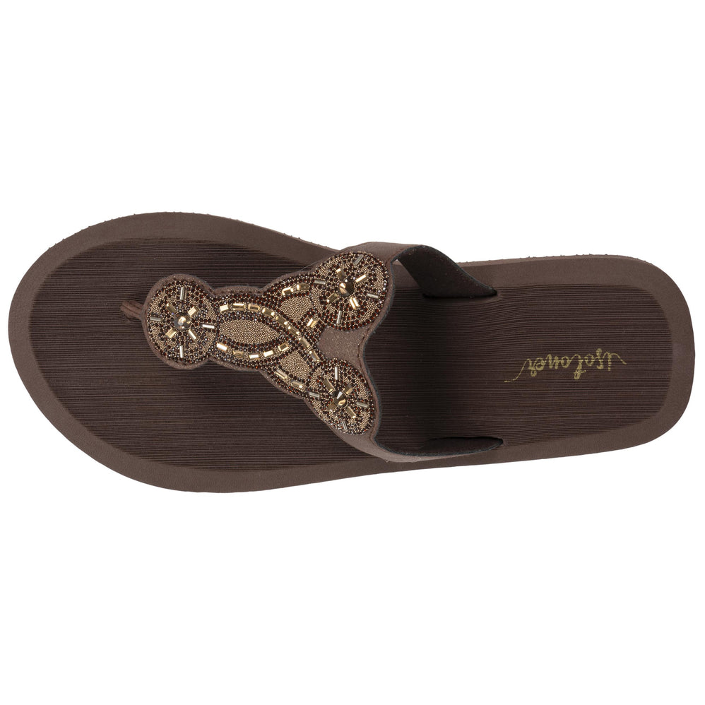 Tongs Femme YOGA sophistiquée Marron - Isotoner