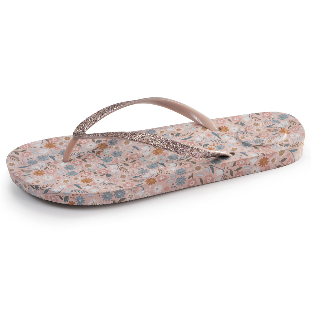 Tongs Femme imprimé Fleurs Taupe - Isotoner