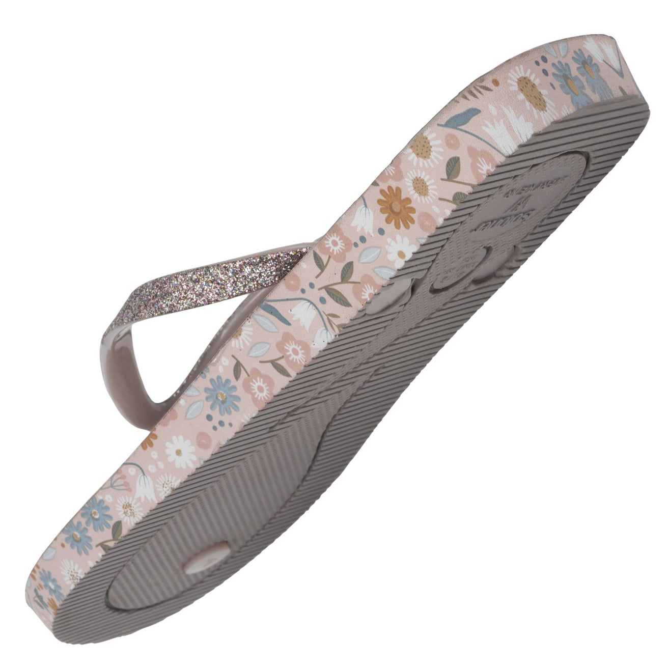 Tongs Femme imprimé Fleurs Taupe