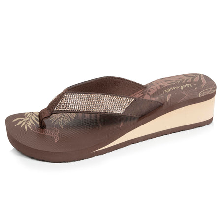 Tongs Femme perles à talon Doré/Marron - Isotoner