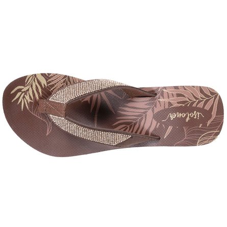 Tongs Femme perles à talon Doré/Marron - Isotoner