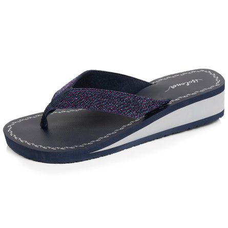 Tongs Femme perles à talon Marine/pailleté - Isotoner