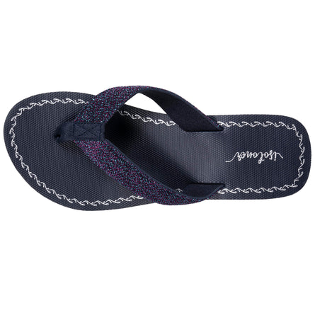 Tongs Femme perles à talon Marine/pailleté - Isotoner