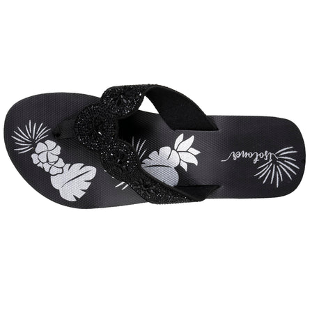 Tongs Femme perles à talon Noir/argenté - Isotoner