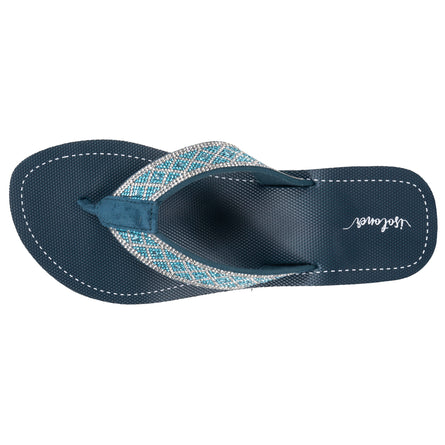 Tongs Femme talon paillettes Vert Canard - Isotoner