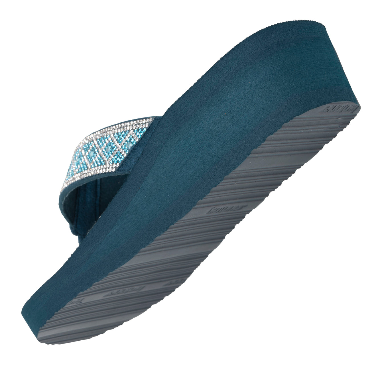 Tongs Femme talon paillettes Vert Canard