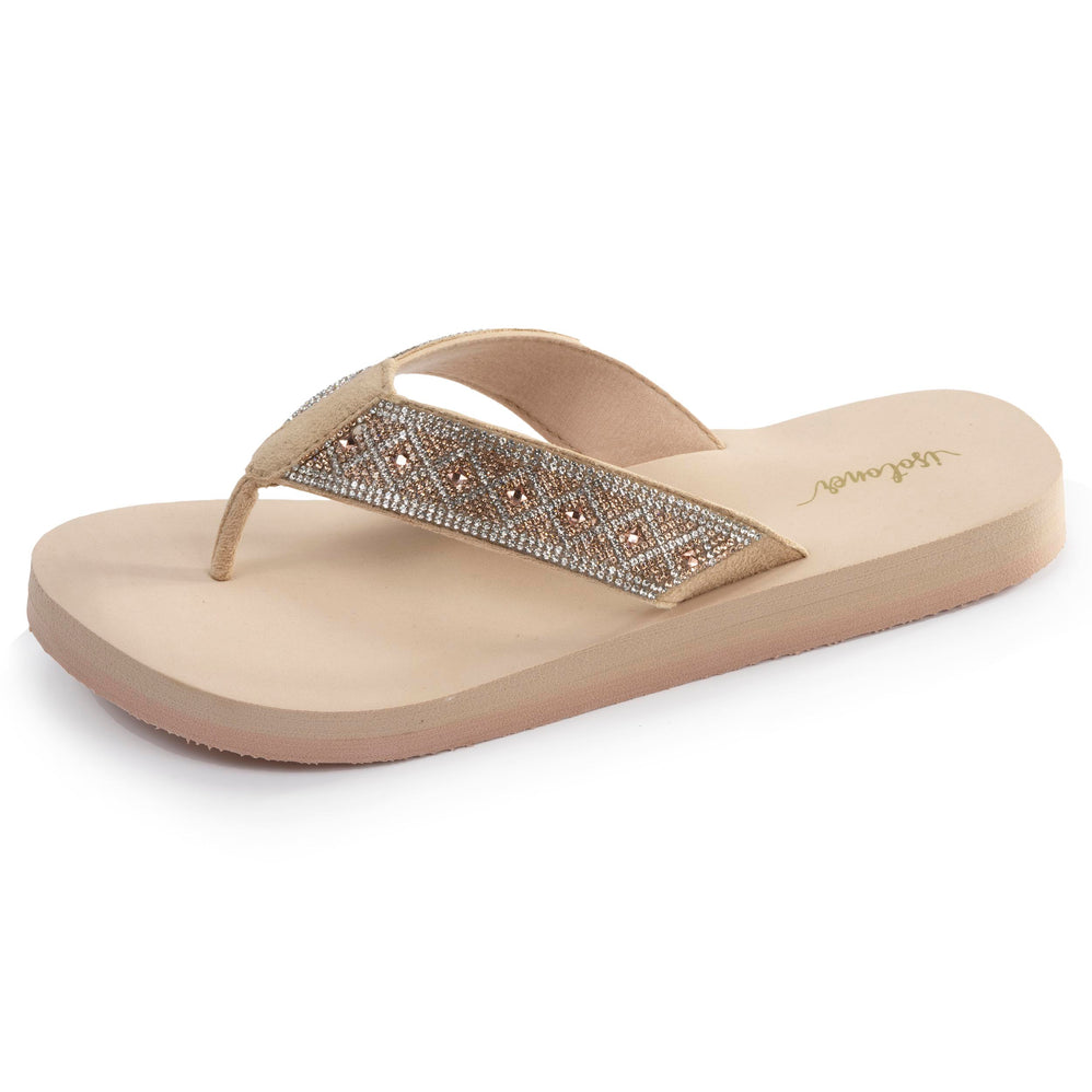 Tongs Femme tige large sophistiquée Beige - Isotoner