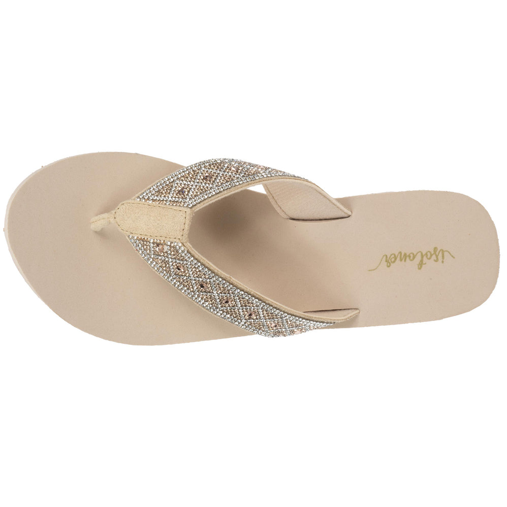 Tongs Femme tige large sophistiquée Beige - Isotoner