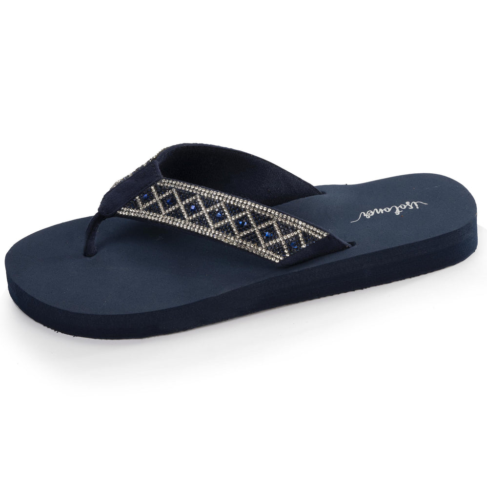 Tongs Femme tige large sophistiquée Marine - Isotoner