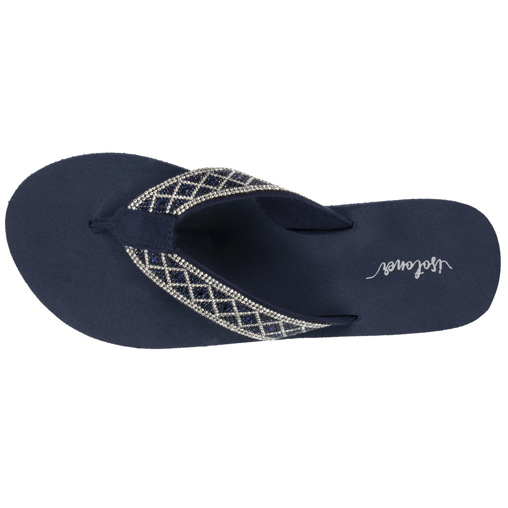 Tongs Femme tige large sophistiquée Marine - Isotoner