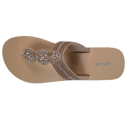 Tongs Femme tige large strass talon Beige - Isotoner