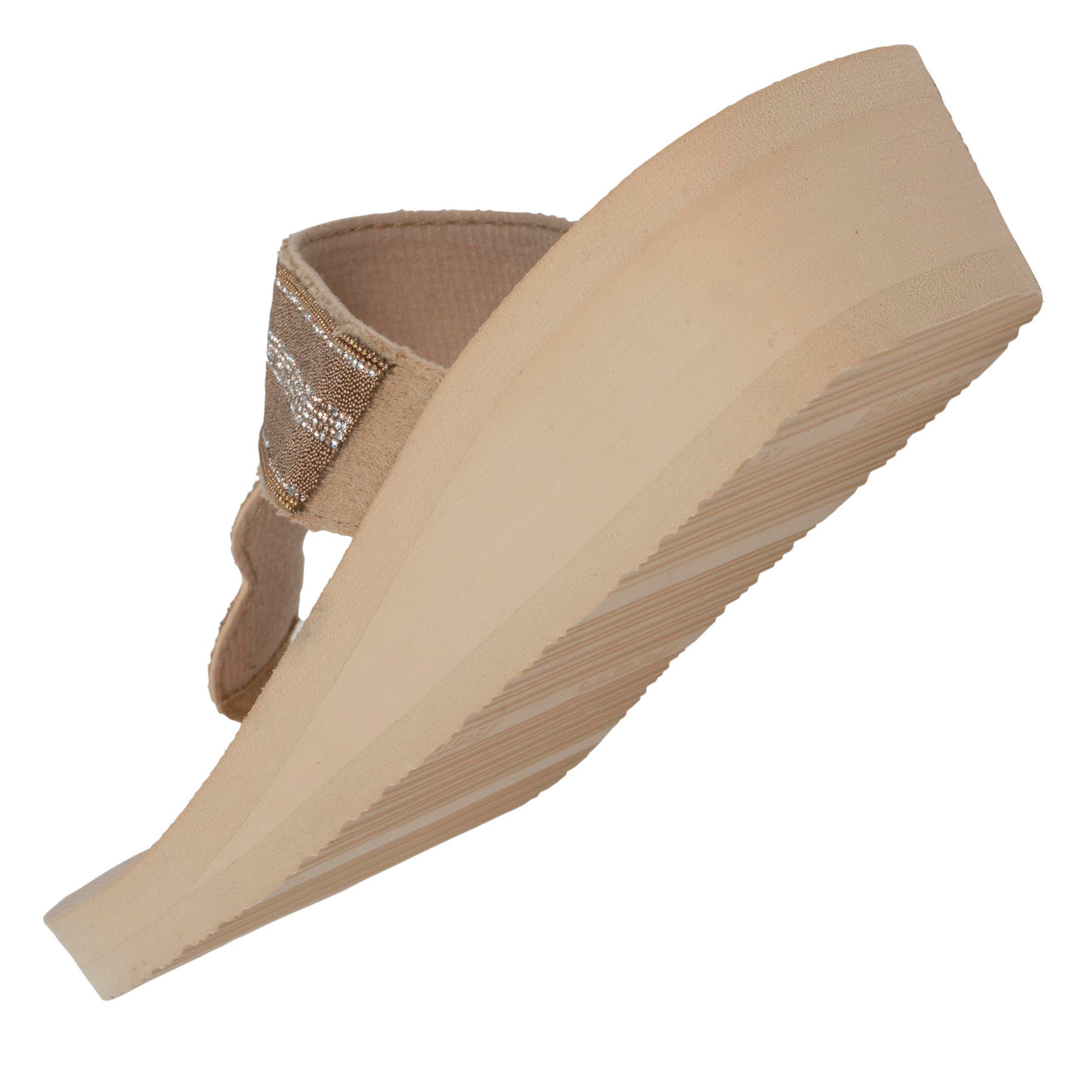 Tongs Femme tige large strass talon Beige