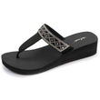 Tongs Femme tige large strass talon Noir