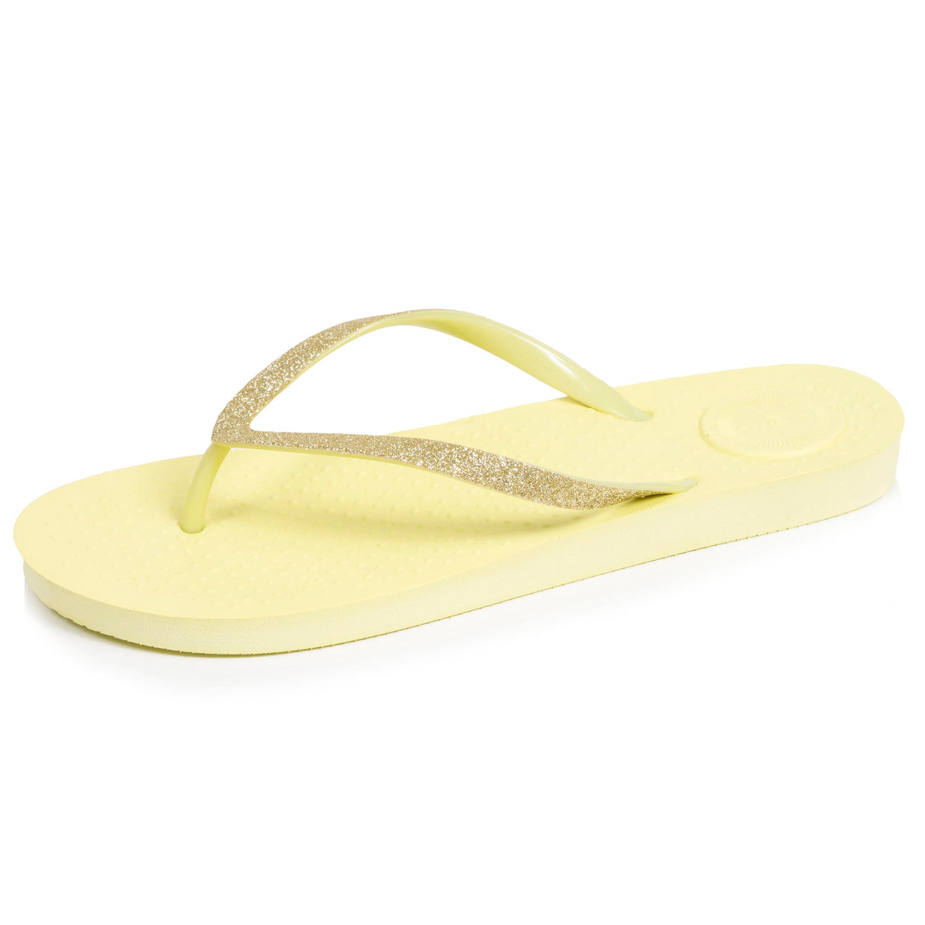 Tongs Femme tige paillettes Jaune