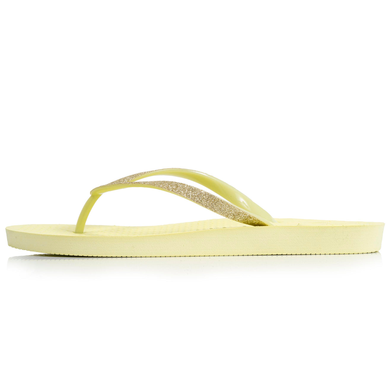 Tongs Femme tige paillettes Jaune