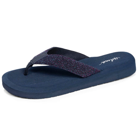 Tongs Femme yoga confort Marine pailletée - Isotoner