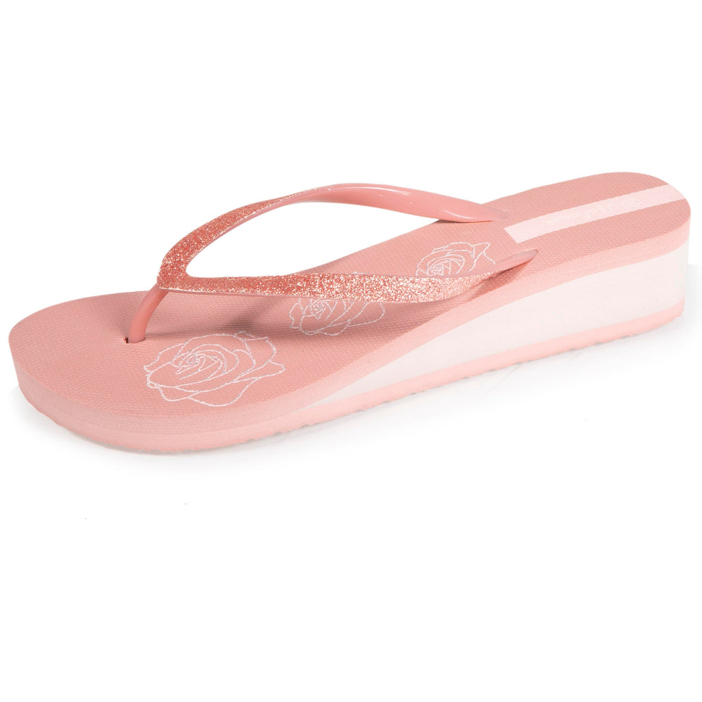 Tongs Femme imprimé floral talon Rose - Isotoner