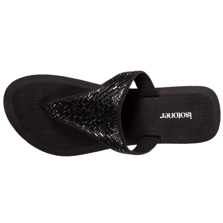 Mule Tong Strass Tongs Femme Strass Talon Noir Isotoner