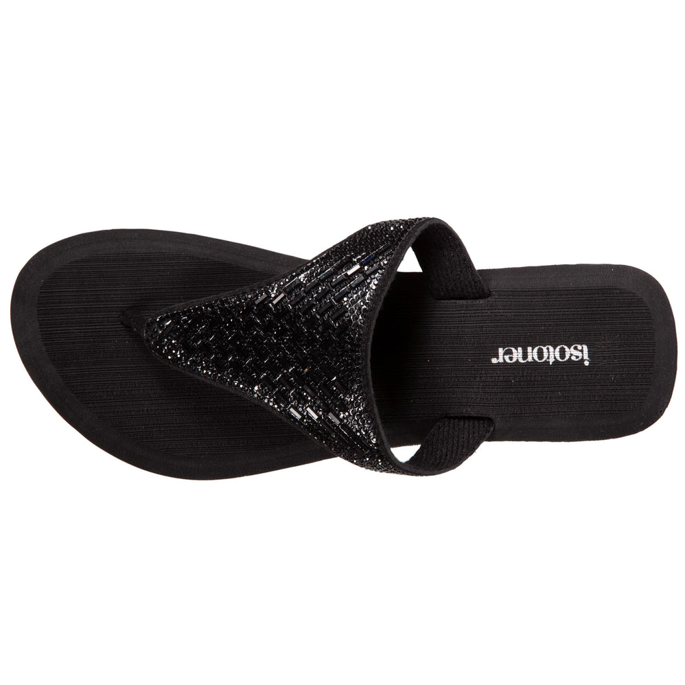 Tongs Femme strass talon Noir - Isotoner