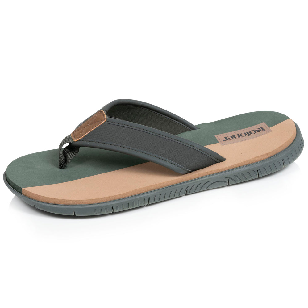 Tongs sport Homme confort Kaki bicolor - Isotoner