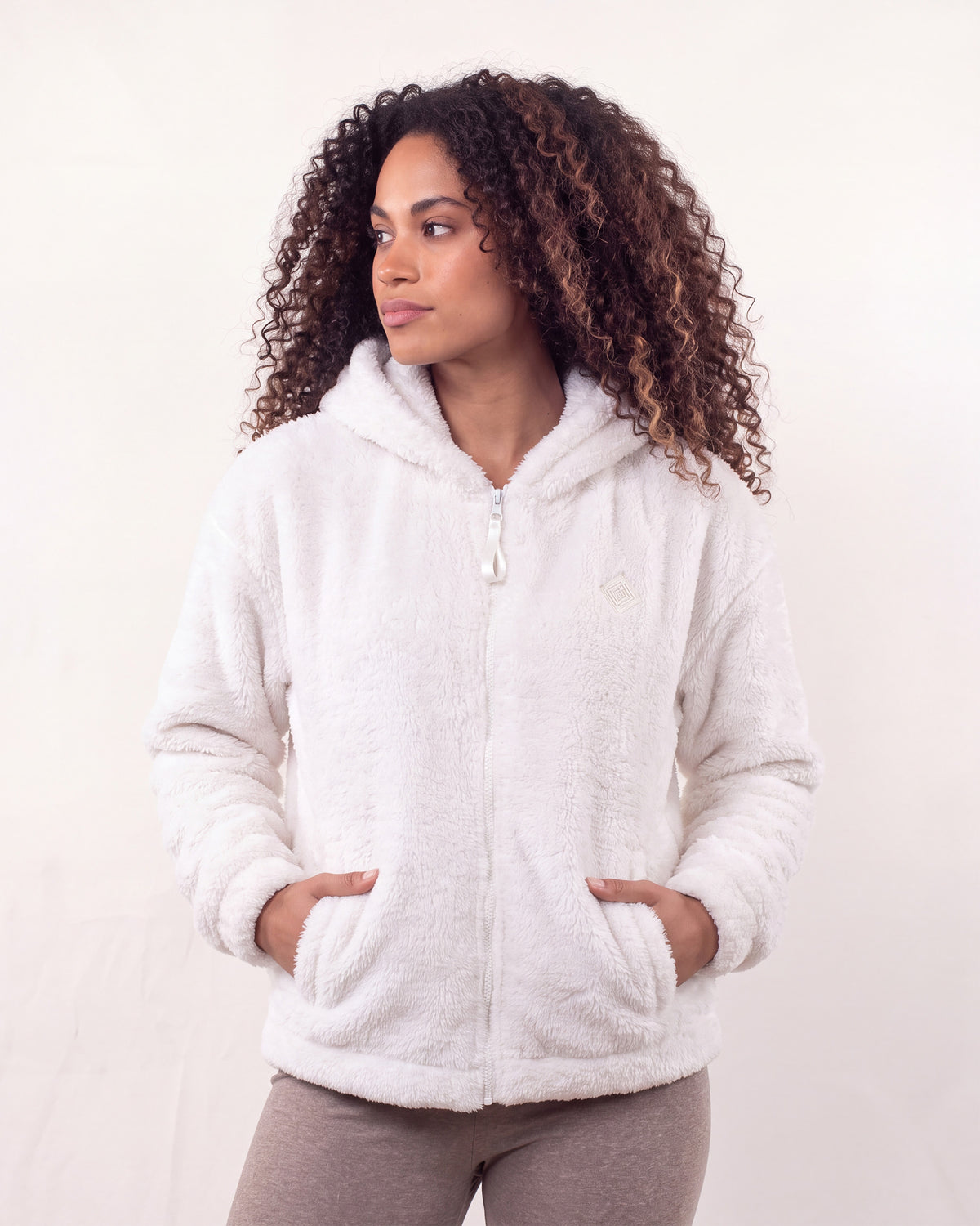 Veste imitation fourrure Femme Beige