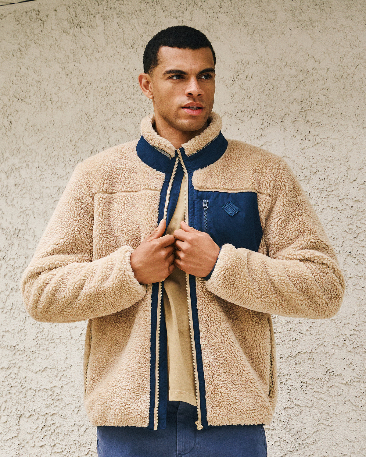 Veste sherpa Homme manches longues Beige