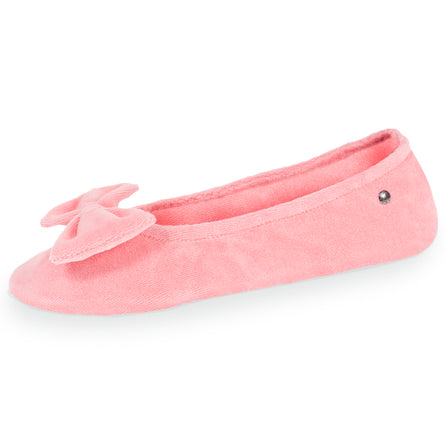 Chaussons ballerines Femme grand noeud Corail - Isotoner