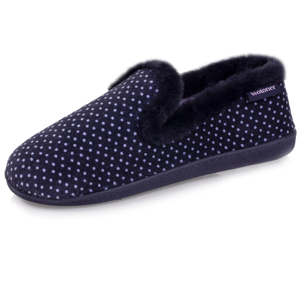 Chaussons charentaises Femme pois Marine - Isotoner