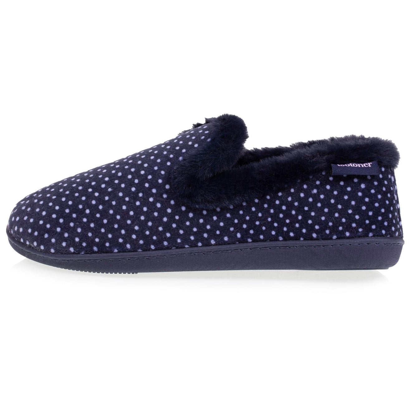 Chaussons charentaises Femme pois Marine