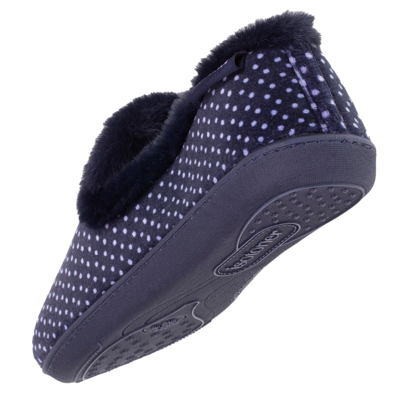 Chaussons charentaises Femme pois Marine