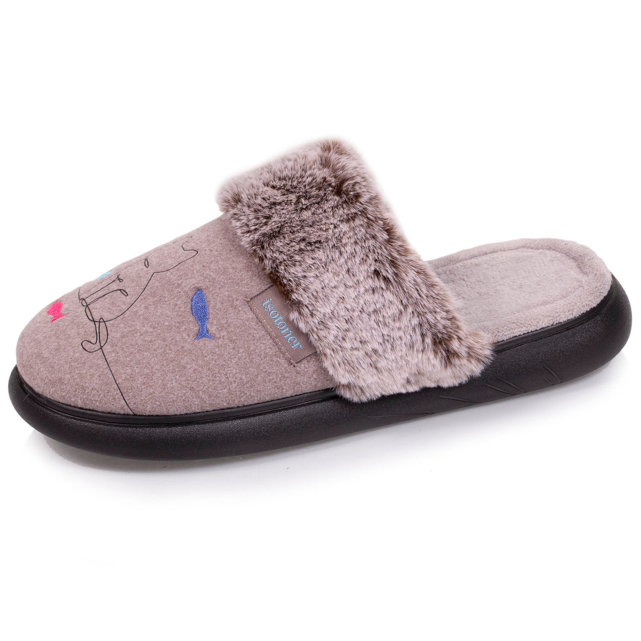 Chaussons mules Femme chat Taupe