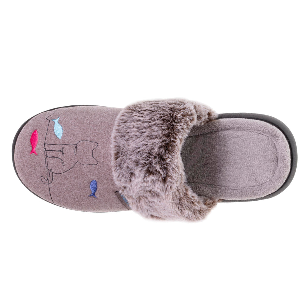 Chaussons mules Femme chat Taupe - Isotoner