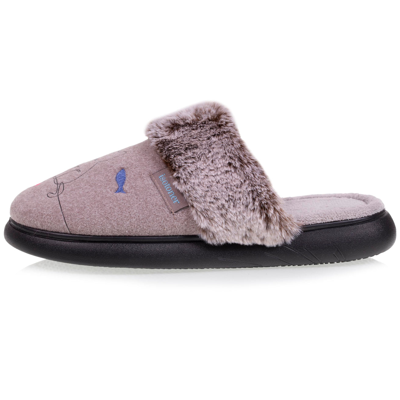 Chaussons mules Femme chat Taupe