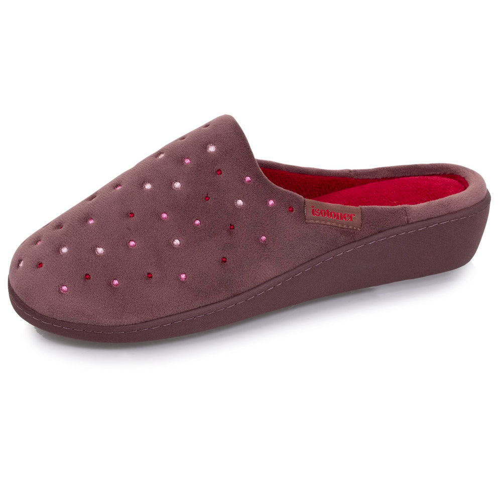 Chaussons Mules Femme Taupe talon - Isotoner