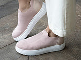Baskets compensées pour femme rose poudré slip-on