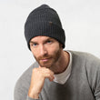 Bonnet Homme maille recyclée côtelée Gris