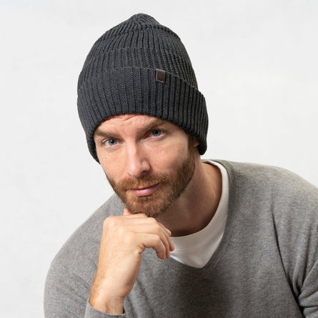Bonnet Homme maille recyclée côtelée Gris - Isotoner