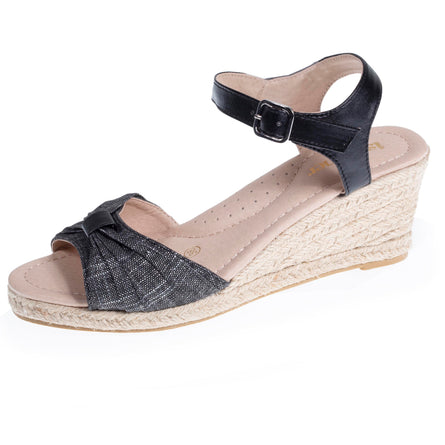 Espadrilles Femme ouverte à talon corde Noir - Isotoner