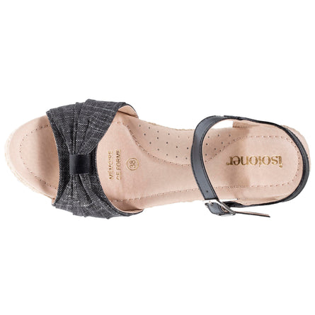 Espadrilles Femme ouverte à talon corde Noir - Isotoner