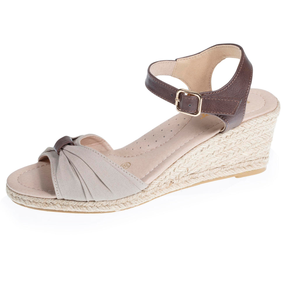 Espadrilles Femme ouverte à talon corde Taupe - Isotoner