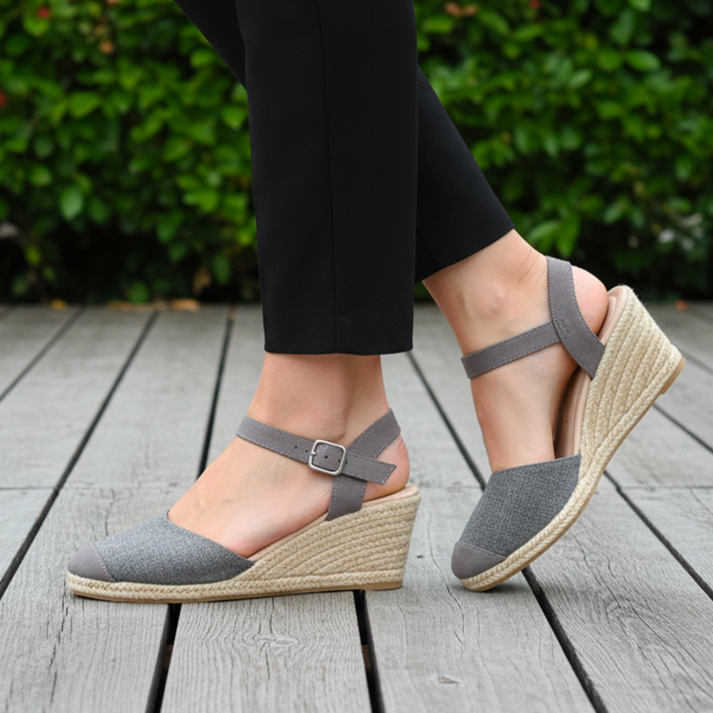Espadrilles fermées Femme talon corde Grise - Isotoner