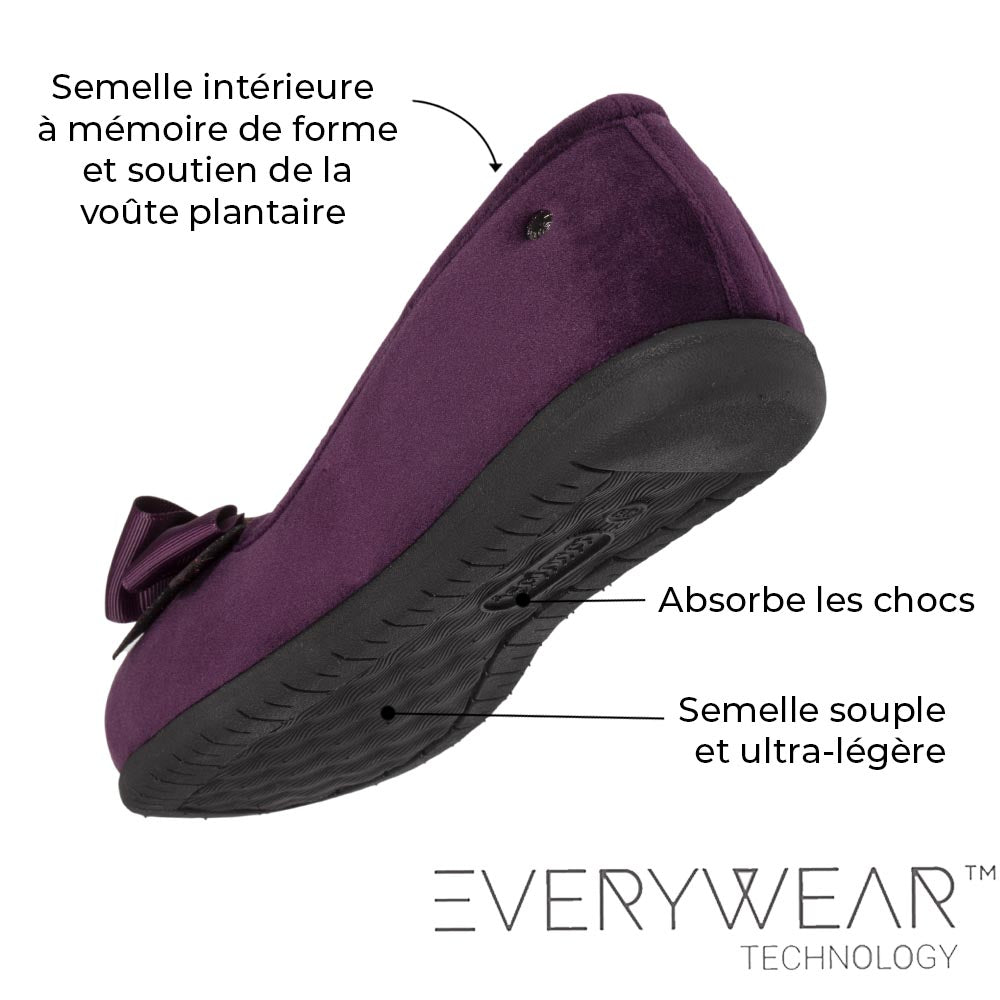 Chaussons ballerines Femme Aubergine Isotoner