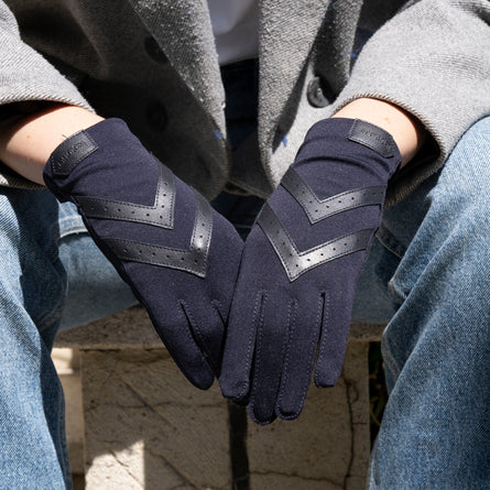 Gants Femme tissu extensible recyclé Bleu nuit - Isotoner