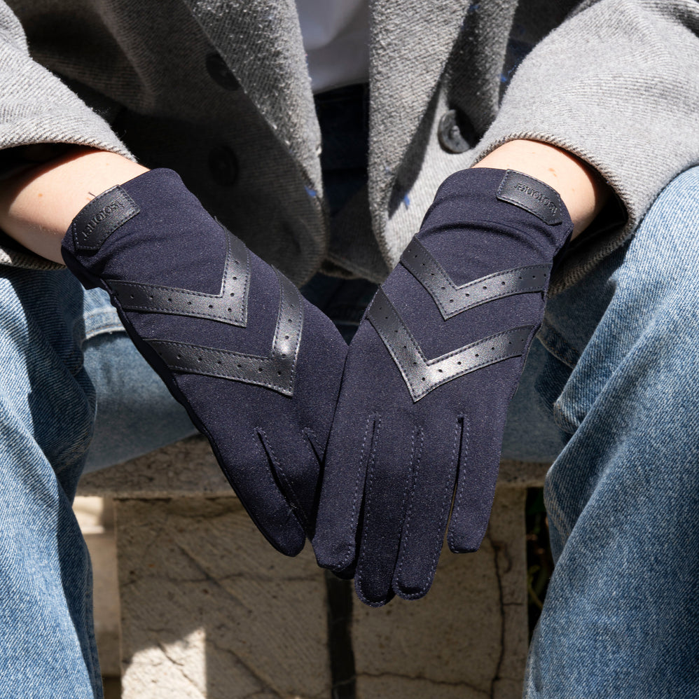 Gants Femme tissu extensible recyclé Bleu nuit - Isotoner