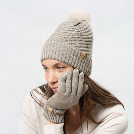 Gants Femme Maille recyclée Bronze - Isotoner