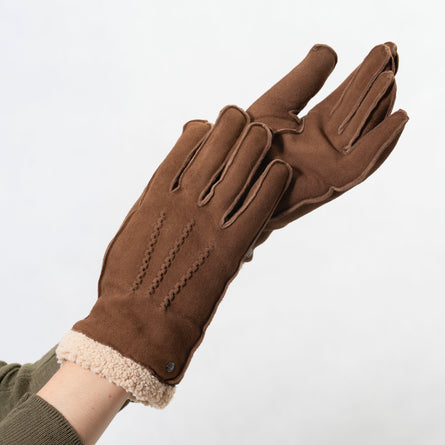 Gants Femme cuir velours fourrés Cognac - Isotoner
