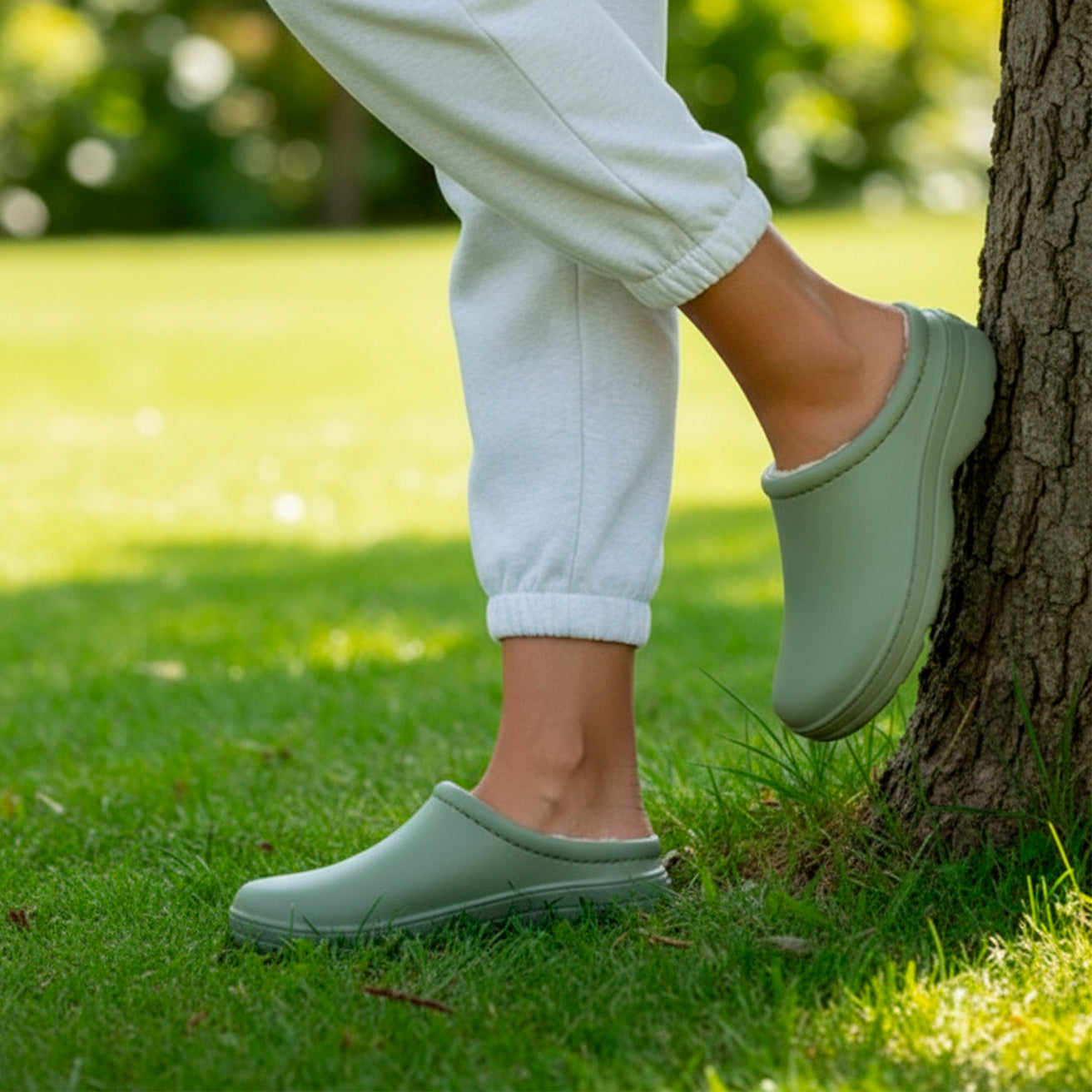 Sabots de jardin Femme fourrés Kaki