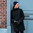 Gants Homme tactiles cuir resserage Noir