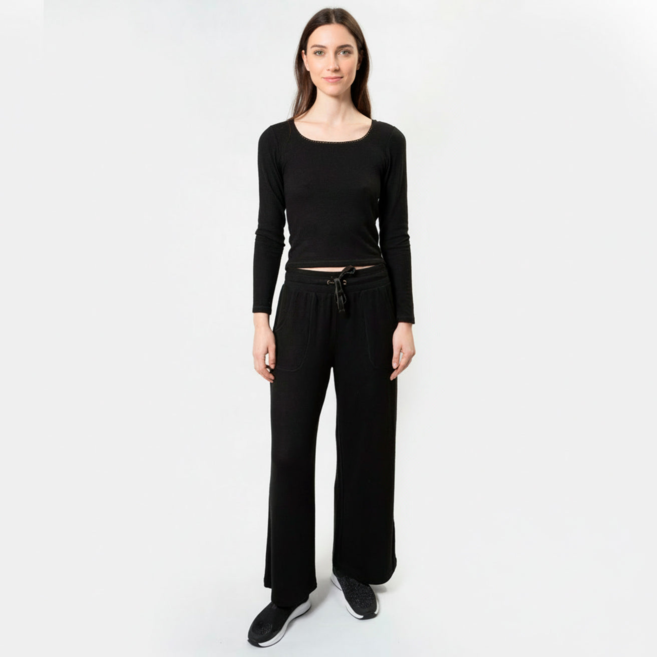 T-Shirt Femme col carré Noir